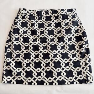 Banana Republic Skirt Women’s 6P Navy Geo Chain Pattern Pencil Stretch (A0133)